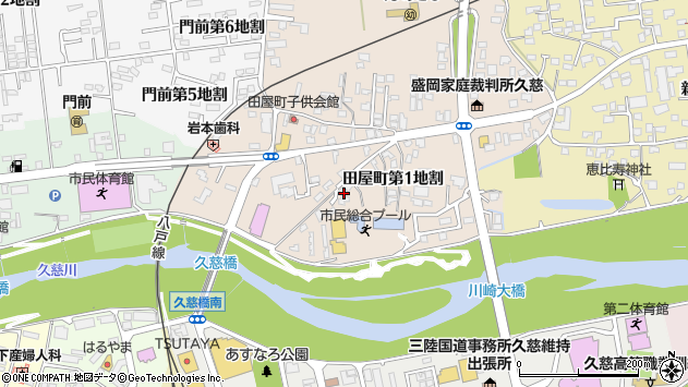 〒028-0022 岩手県久慈市田屋町の地図