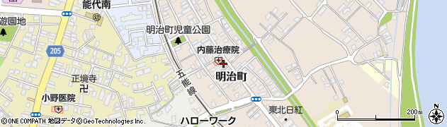 秋田県能代市明治町周辺の地図
