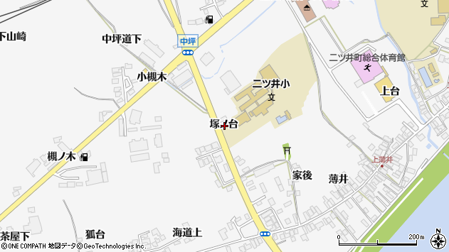 〒018-3117 秋田県能代市二ツ井町塚台の地図