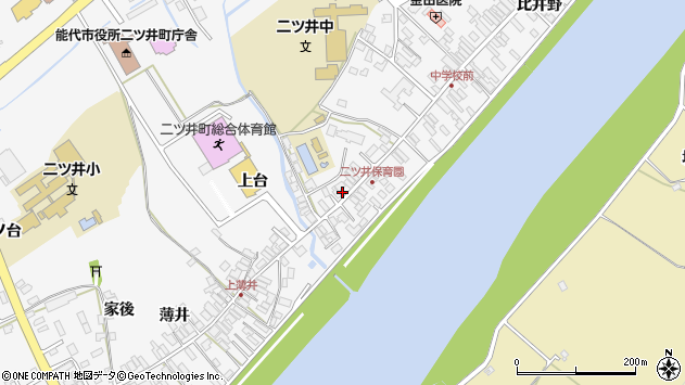 〒018-3156 秋田県能代市二ツ井町下野川端の地図