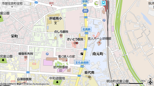 〒016-0842 秋田県能代市追分町の地図