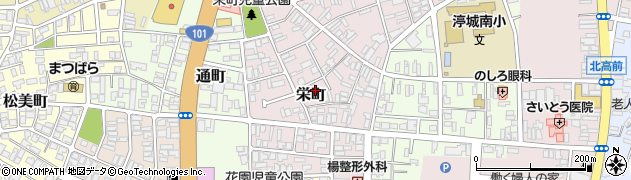 秋田県能代市栄町周辺の地図