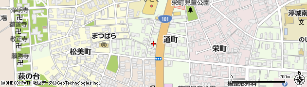 秋田県能代市通町周辺の地図