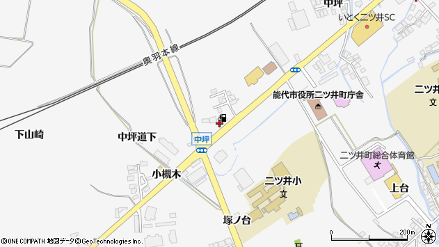 〒018-3145 秋田県能代市二ツ井町道上中坪の地図