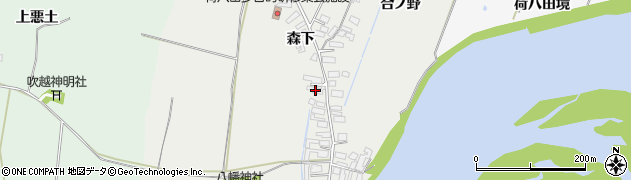秋田県能代市荷八田（森下）周辺の地図