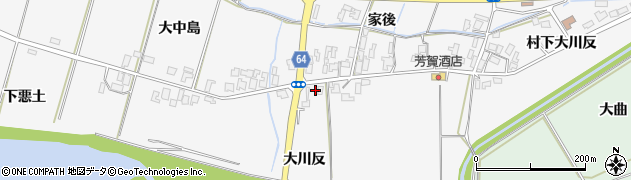 秋田県能代市朴瀬大川反周辺の地図