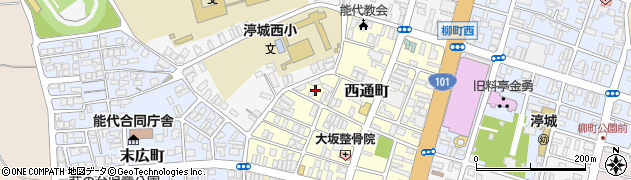 秋田県能代市西通町4周辺の地図