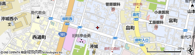 秋田県能代市柳町周辺の地図