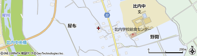 秋田県大館市比内町新館（屋布）周辺の地図