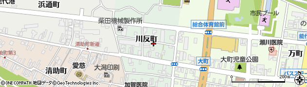 秋田県能代市川反町周辺の地図