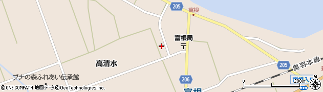 秋田県能代市二ツ井町飛根（高清水）周辺の地図