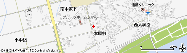 秋田県北秋田市鷹巣本屋敷周辺の地図