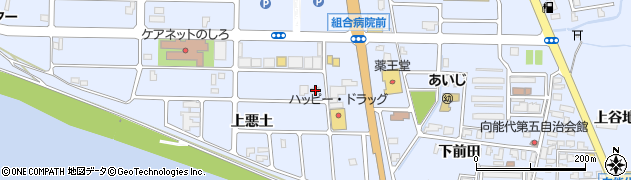 秋田県能代市落合上悪土周辺の地図