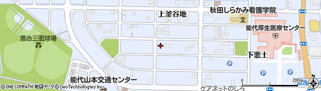 秋田県能代市落合上釜谷地210周辺の地図