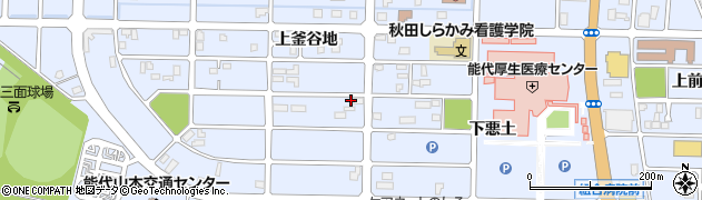 秋田県能代市落合上釜谷地213周辺の地図
