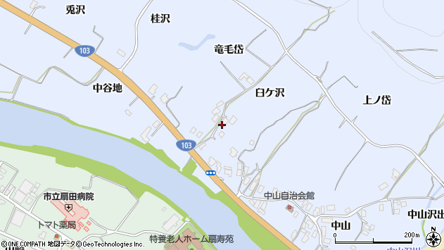 〒017-0839 秋田県大館市中山の地図