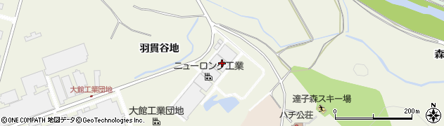 秋田県大館市二井田羽貫谷地周辺の地図