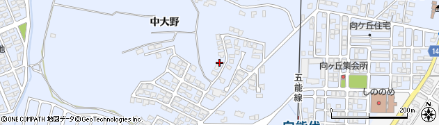 秋田県能代市落合（中大野）周辺の地図