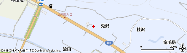 秋田県大館市中山（兎沢）周辺の地図