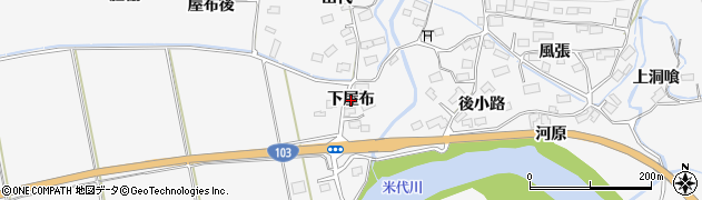 秋田県大館市葛原（下屋布）周辺の地図