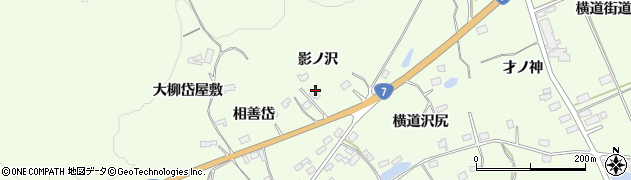秋田県北秋田市坊沢（影ノ沢）周辺の地図