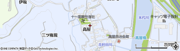 秋田県鹿角市花輪高屋周辺の地図