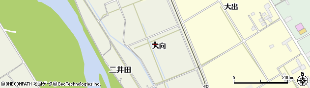 秋田県大館市二井田大向周辺の地図