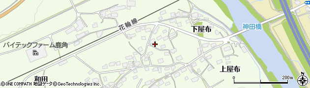 秋田県鹿角市十和田末広（下屋布）周辺の地図