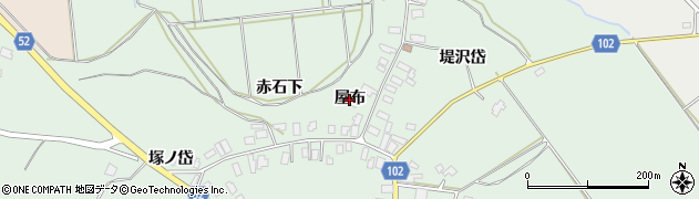 秋田県大館市赤石（屋布）周辺の地図