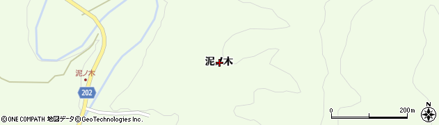 秋田県能代市二ツ井町梅内泥ノ木周辺の地図