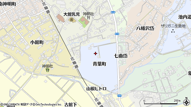 〒017-0831 秋田県大館市青葉町の地図