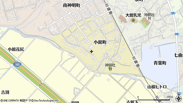 〒017-0861 秋田県大館市小館町の地図