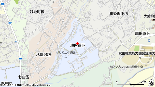 〒017-0832 秋田県大館市池内道下の地図