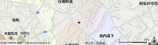 秋田県大館市八幡沢岱周辺の地図