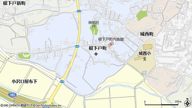 〒017-0863 秋田県大館市根下戸町の地図