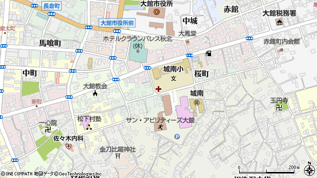 〒017-0821 秋田県大館市桜町の地図