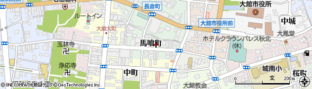 秋田県大館市馬喰町周辺の地図