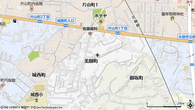 〒017-0874 秋田県大館市美園町の地図