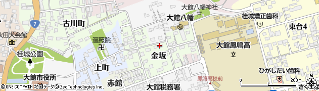 秋田県大館市金坂周辺の地図