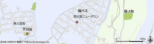 秋田県大館市川口（洞バミ）周辺の地図