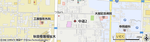 秋田県大館市中道周辺の地図