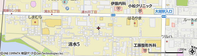 秋田県大館市清水周辺の地図