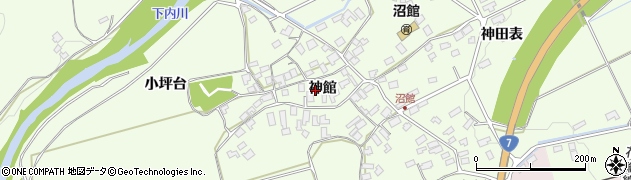 秋田県大館市沼館（神館）周辺の地図