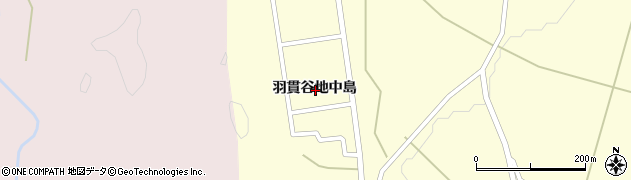 秋田県大館市岩瀬羽貫谷地中島周辺の地図