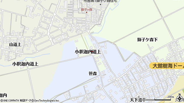 〒017-0014 秋田県大館市小釈迦内道上の地図