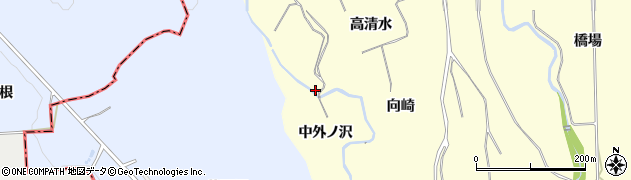 秋田県鹿角市十和田山根中外ノ沢周辺の地図