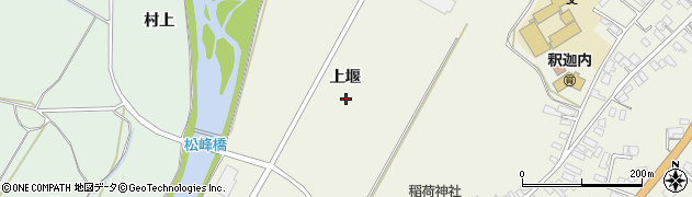 秋田県大館市釈迦内上堰周辺の地図