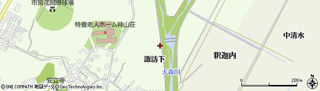 秋田県大館市花岡町諏訪下周辺の地図