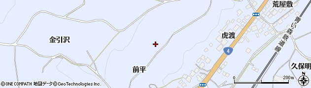 青森県三戸郡南部町虎渡前平周辺の地図