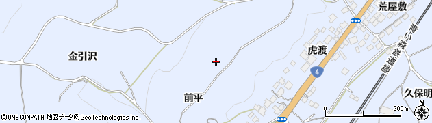 青森県南部町（三戸郡）虎渡（前平）周辺の地図
